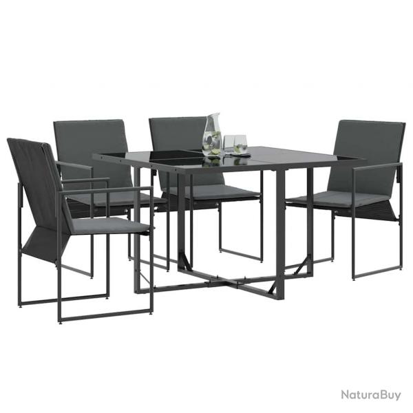 Set de 4 fauteuils de jardin noirs avec coussins