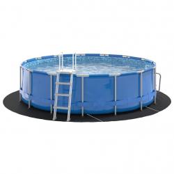 Tapis de sol de piscine noir Ø 366 cm en tissu non tissé rond.