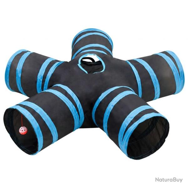Tunnel pour chats  5 voies Noir et bleu 25 cm Polyester