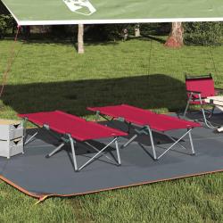 Lit de Détente Pliant Rouge Métal, Tissu Standard Pliable