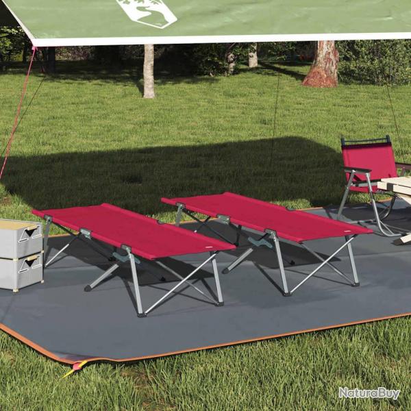 Lit de Dtente Pliant Rouge Mtal, Tissu Standard Pliable