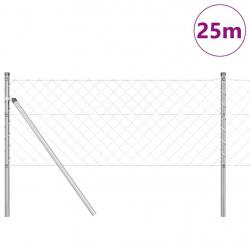 Jeu de Poteaux de Clôture Argent 0.8 x 25 m Acier galvanisé