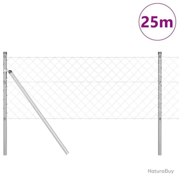 Jeu de Poteaux de Clture Argent 0.8 x 25 m Acier galvanis