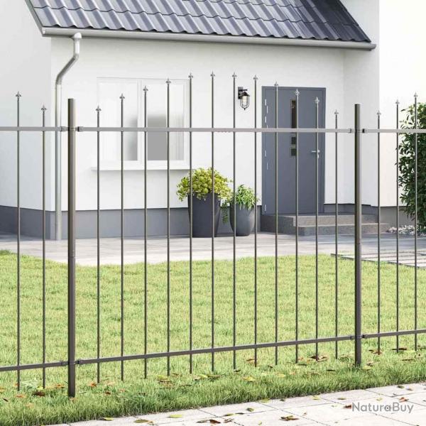 Clture de jardin grise avec sommet arrondi - 5,1 x 1,5 m en acier.