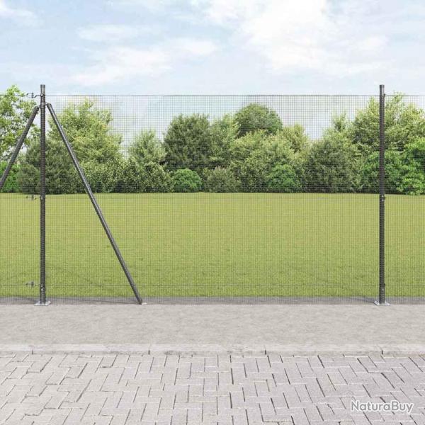 Clture en fil soud avec 13 poteaux  bride Gris 1.4x25 m Acier