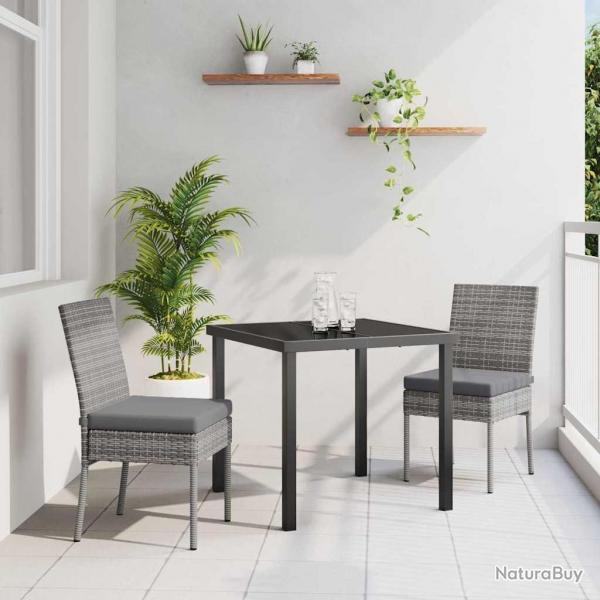 Set de jardin 3 pices en rotin synthtique gris