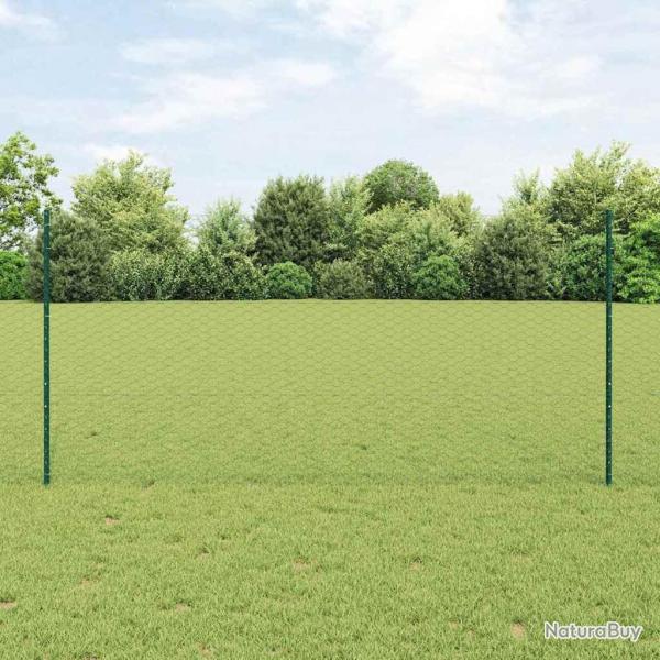 Poteaux de clture 5 pcs U-Channel vert 120 cm en acier