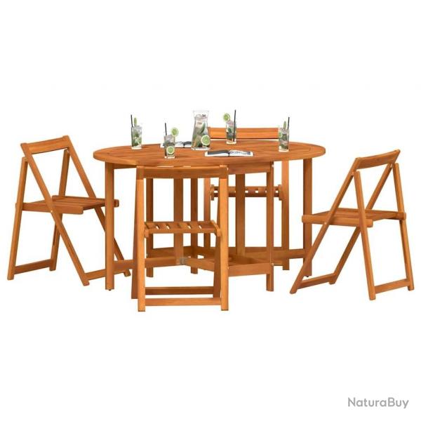 Ensemble de jardin en bois d'acacia 5 pices - Pliable