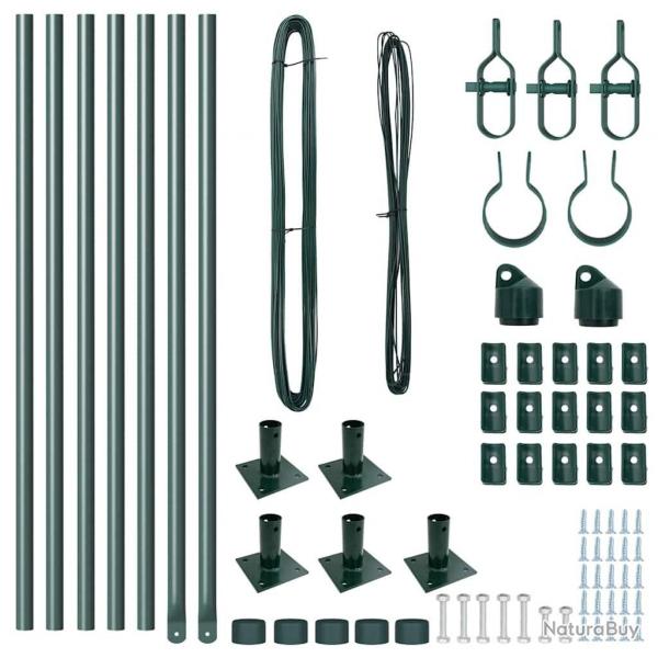 Ensemble de poteaux de clture 7 pcs Vert 32mm 70 cm