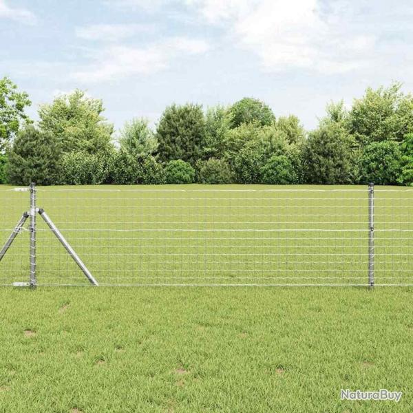 Clture Euro avec 7 poteaux de 0,4 x 10 m en acier galvanis
