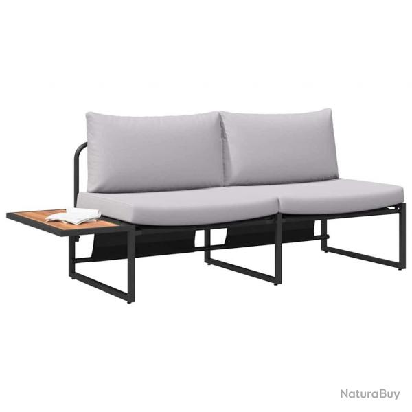 Canap de jardin 2 places avec coussins gris clair