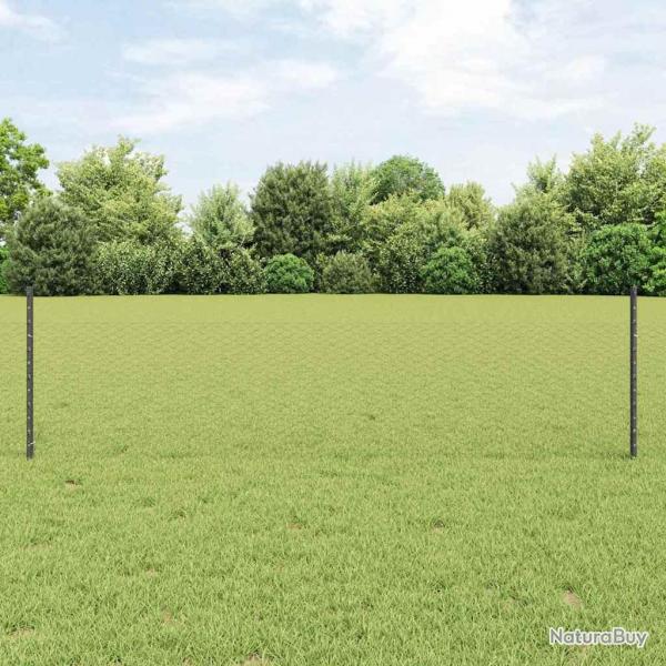 Poteaux de clture 5 pcs U-Channel gris 60 cm acier