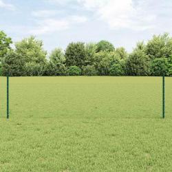 Poteaux de Clôture 11 pcs U-Channel Vert 60 cm en Acier