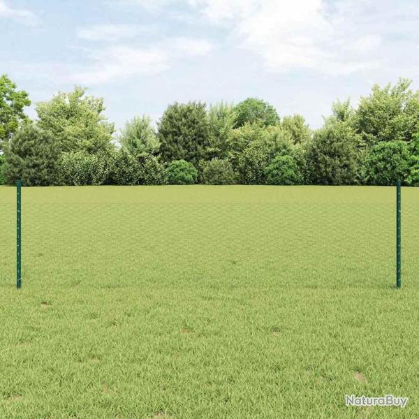Poteaux de Clture 11 pcs U-Channel Vert 60 cm en Acier