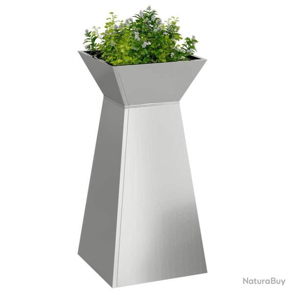 Jardinire sur pilier , bol de 35x35x73 cm en acier galvanis.