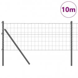 Clôture Euro avec 7 poteaux 0,4 x 10 m en acier galvanisé gris