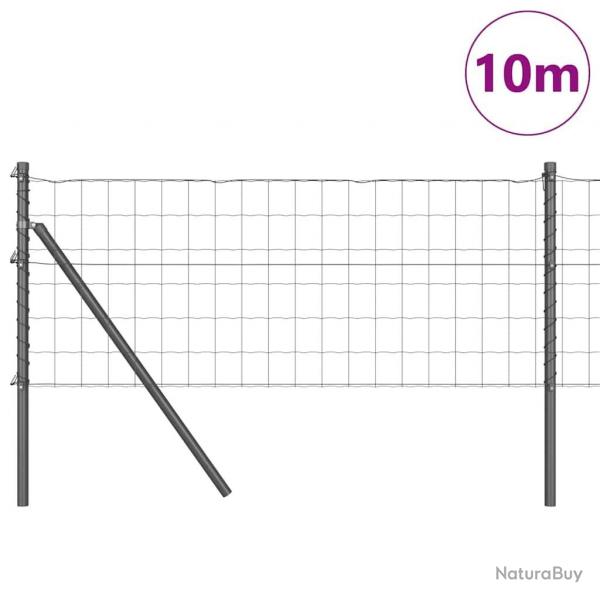 Clture Euro avec 7 poteaux 0,4 x 10 m en acier galvanis gris