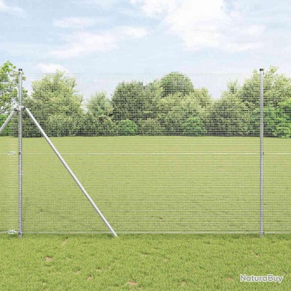 Clture en fil soud avec 13 poteaux 1,6x25 m Acier galvanis