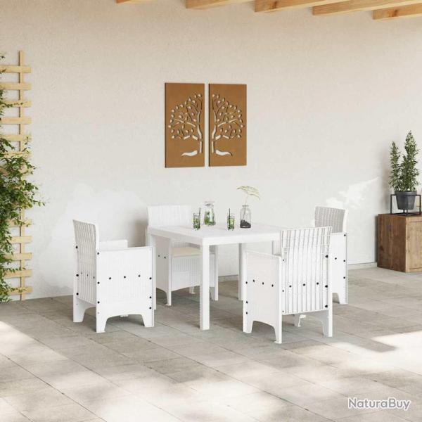 Ensemble de salle  manger de jardin 5 pcs Blanc