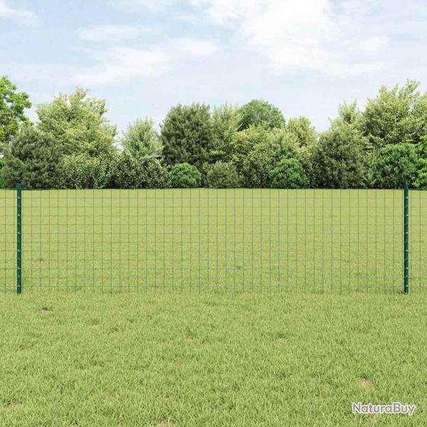 Clture Euro avec 22 poteaux U Verte 0,6x50 m Acier