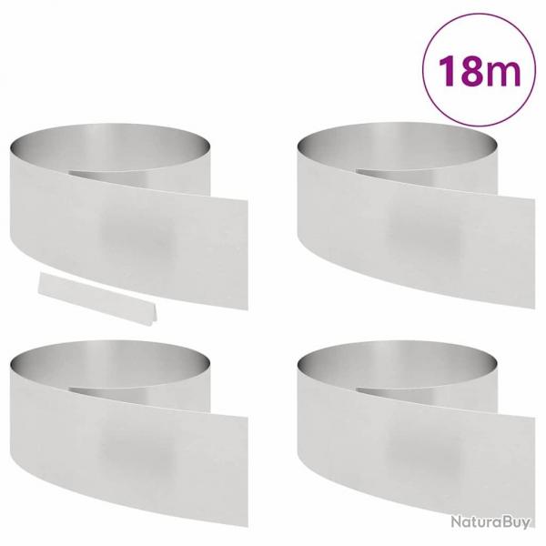 Bordure de jardin 4 pcs Argent 450 x 25 cm Acier inoxydable