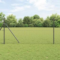 Clôture Euro avec 13 poteaux de 1,2 x 25 m en acier galvanisé gris