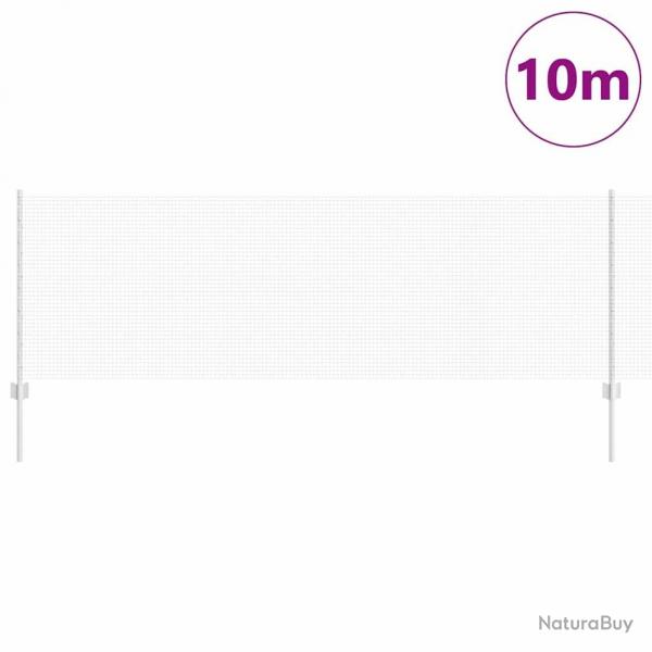 Clture en fil soud avec 5 poteaux en U Argent 0.8x10 m Acier