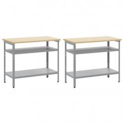 Set de table de travail gris en acier, 2 pièces