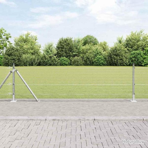Grillage Soud avec 13 Poteaux  Collerette 0,5x50 m Acier Galvanis