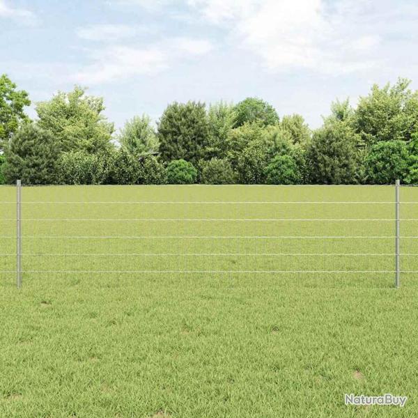 Clture Euro avec 11 poteaux en U Argent 0,6x50 m Acier