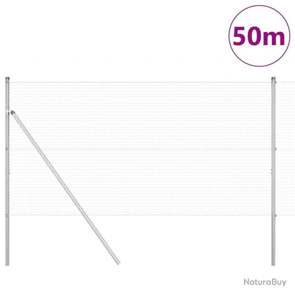 Clture en fil soud avec 13 poteaux 1x50 m en acier galvanis