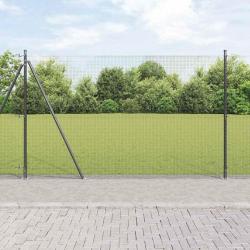 Clôture en fil soudé avec 13 poteaux flasques Gris 1,4x25 m Acier