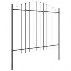 Clôture de jardin avec sommet en arche gris, dimensions 1,7x1,25m en acier