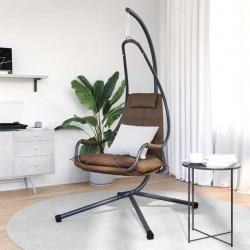 Hamac suspendu avec support et coussin marron en acier