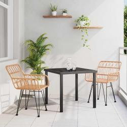 Ensemble de dîner de jardin 3 pièces en rattan poly brown