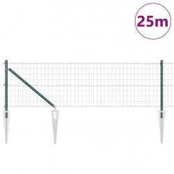 Clôture Euro avec 13 poteaux en pointe 0,8 x 25 m en acier galvanisé vert