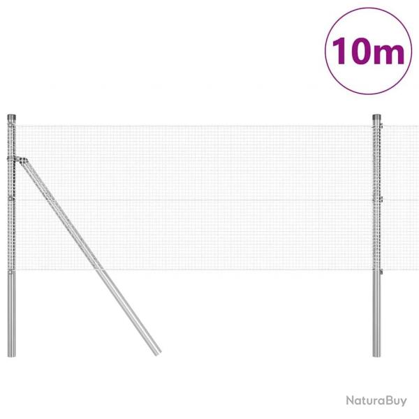 Clture en fil soud avec 7 poteaux 0,6x10 m en acier galvanis