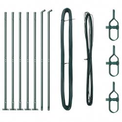 Ensemble de poteaux de clôture avec plaques de base 7 pcs Vert