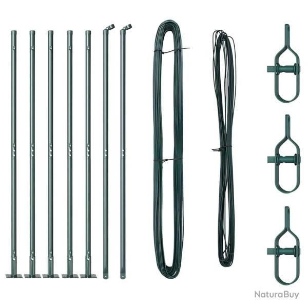 Ensemble de poteaux de clture avec plaques de base 7 pcs Vert