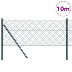 Jeu de Poteaux de Clôture Vert 0.4 x 10 m Acier galvanisé