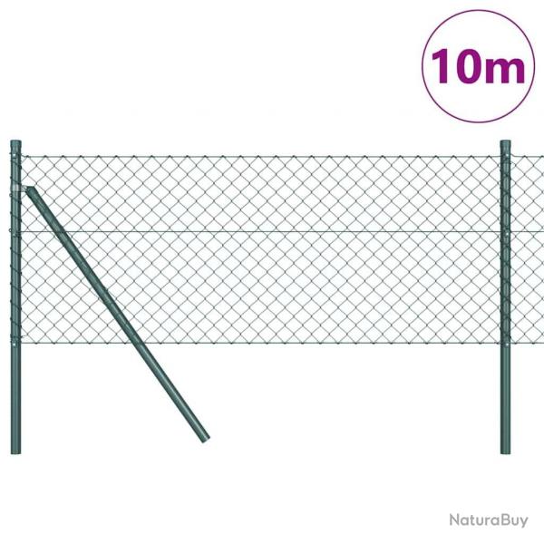 Jeu de Poteaux de Clture Vert 0.4 x 10 m Acier galvanis