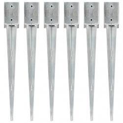 Piquets au sol 6 pcs Argenté 9x9x75 cm Acier galvanisé