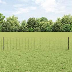 Clôture Euro avec 11 poteaux gris 0,4x25 m en acier