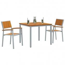 Ensemble de salle à manger de jardin 3 pièces en bois d'acacia et métal