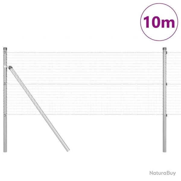 Ensemble de poteaux de clture Set de 2 Acier galvanis 10 x 0,5 m