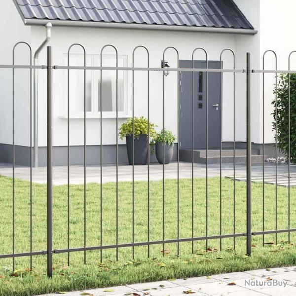 Clture de jardin avec sommet arrondi - 6,8 x 1,5 m en acier