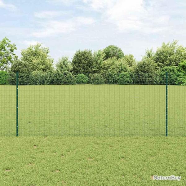 Clture en fil soud avec 22 poteaux U verte 1x50 m en acier