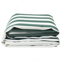Tissu de rechange auvent vert et blanc 10x1,6 m