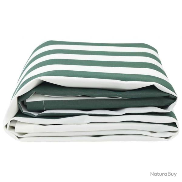 Tissu de rechange auvent vert et blanc 10x1,6 m