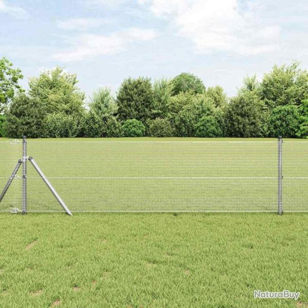 Clture en fil soud avec 13 poteaux 0,8x50 m en acier galvanis